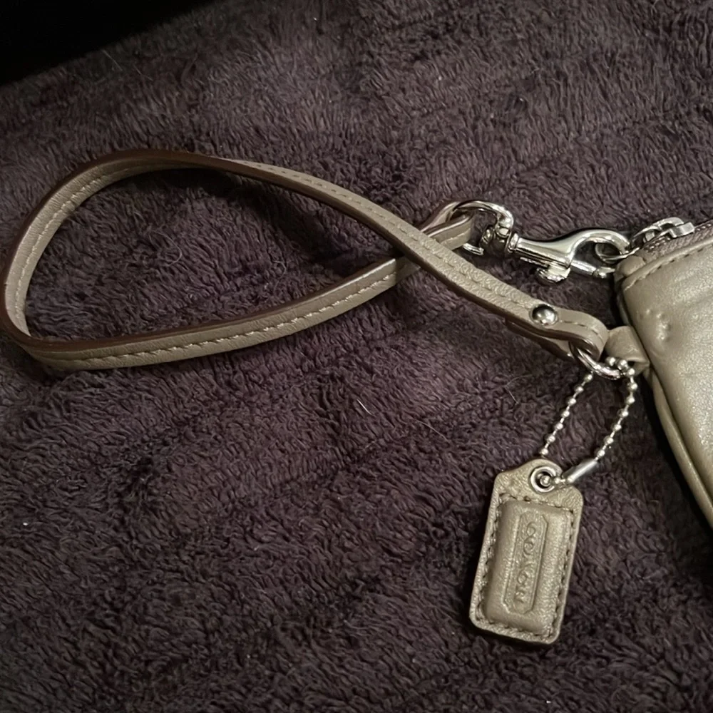 Coach Leather Metallic Bronze Small Wristlet F47218